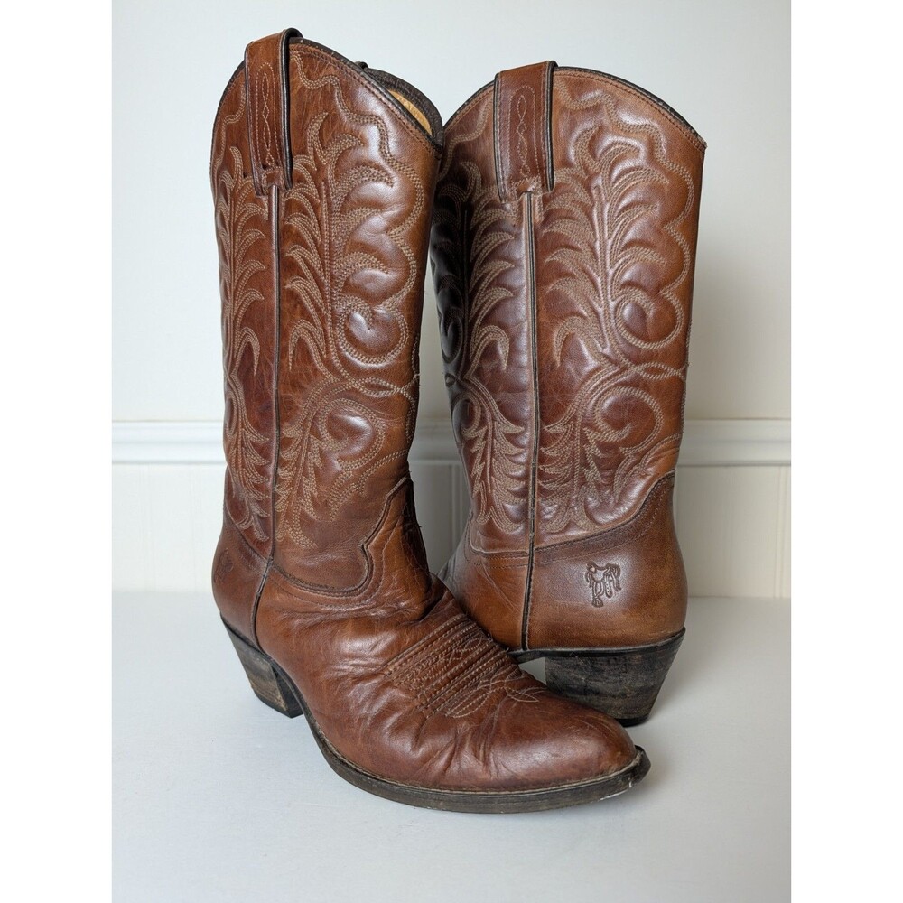 Vintage Boulet Brown Leather Western Cowboy Work Riding Rodeo Boots Women Size 9
